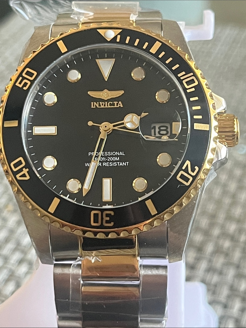 Invicta Two-Tone Black and Gold Diver Watch